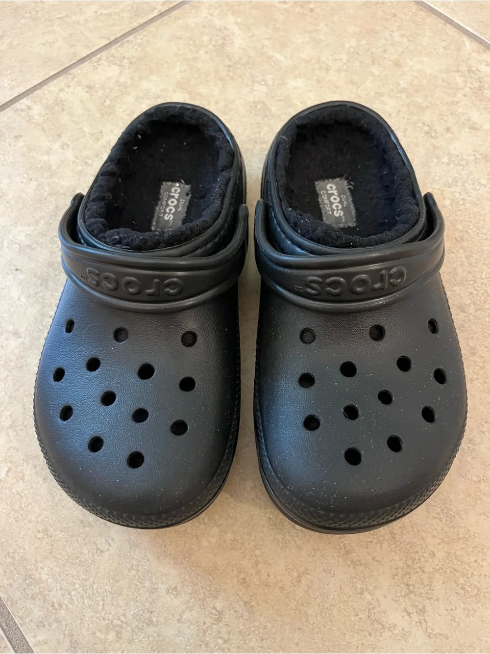 CROCS Kids Classic Plush-Lined Clog in Black